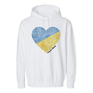 Pray For Ukraine Heart Garment-Dyed Fleece Hoodie