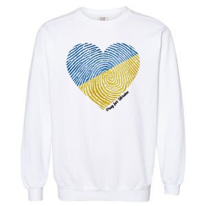 Pray For Ukraine Heart Garment-Dyed Sweatshirt