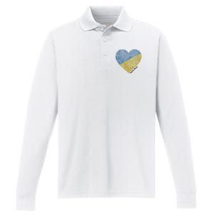 Pray For Ukraine Heart Performance Long Sleeve Polo