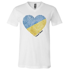 Pray For Ukraine Heart V-Neck T-Shirt