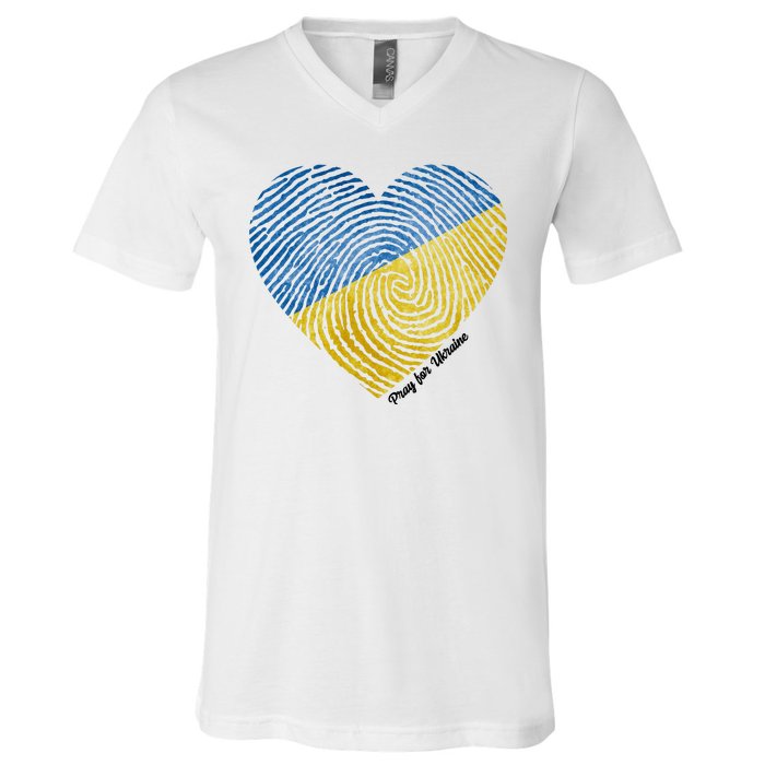 Pray For Ukraine Heart V-Neck T-Shirt