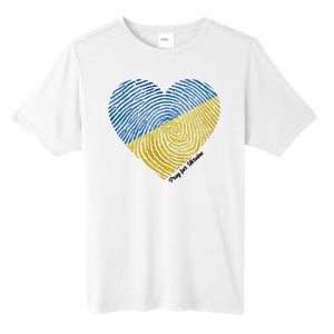 Pray For Ukraine Heart Tall Fusion ChromaSoft Performance T-Shirt