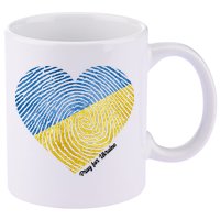 Pray For Ukraine Heart 11oz C Handle Ceramic Mug