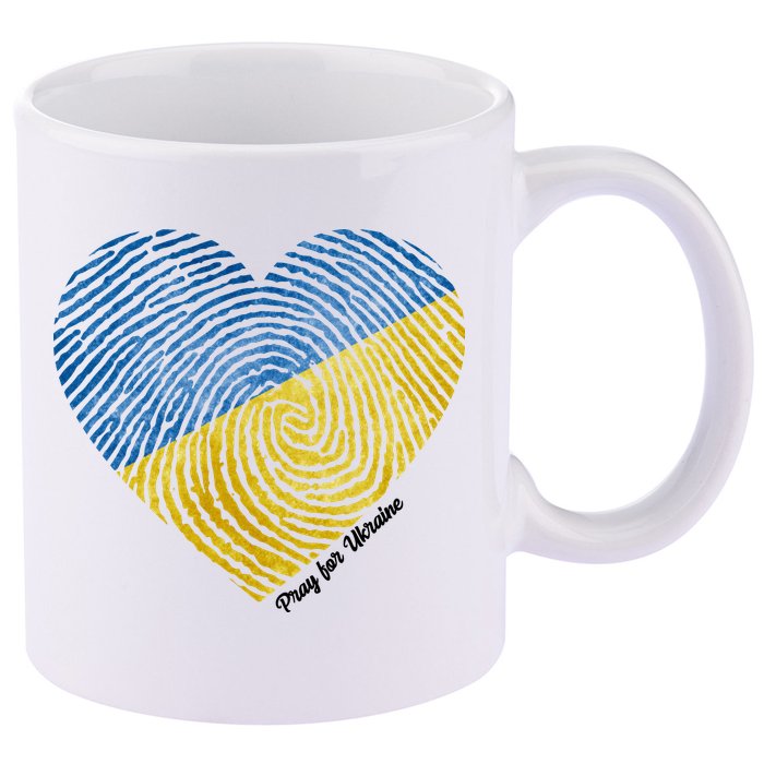 Pray For Ukraine Heart 11oz C Handle Ceramic Mug