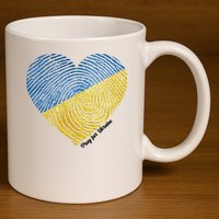 Pray For Ukraine Heart 11oz C Handle Ceramic Mug