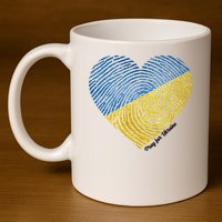 Pray For Ukraine Heart 11oz C Handle Ceramic Mug