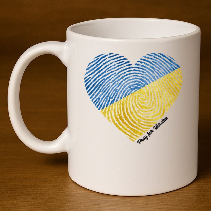 Pray For Ukraine Heart 11oz C Handle Ceramic Mug