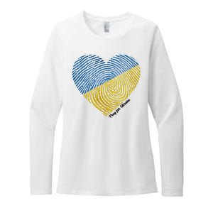 Pray For Ukraine Heart Womens CVC Long Sleeve Shirt