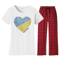 Pray For Ukraine Heart Women's Flannel Pajama Set