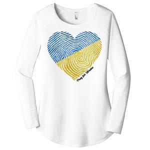 Pray For Ukraine Heart Women's Perfect Tri Tunic Long Sleeve Shirt