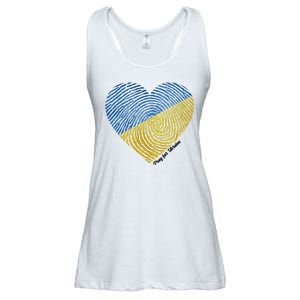 Pray For Ukraine Heart Ladies Essential Flowy Tank