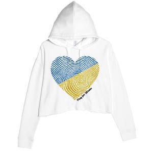 Pray For Ukraine Heart Crop Fleece Hoodie