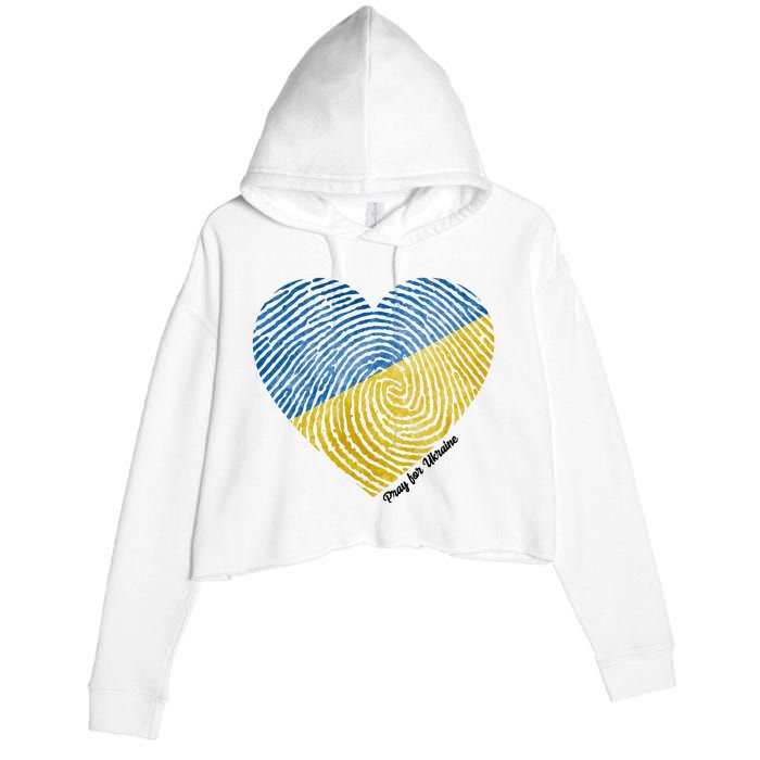 Pray For Ukraine Heart Crop Fleece Hoodie