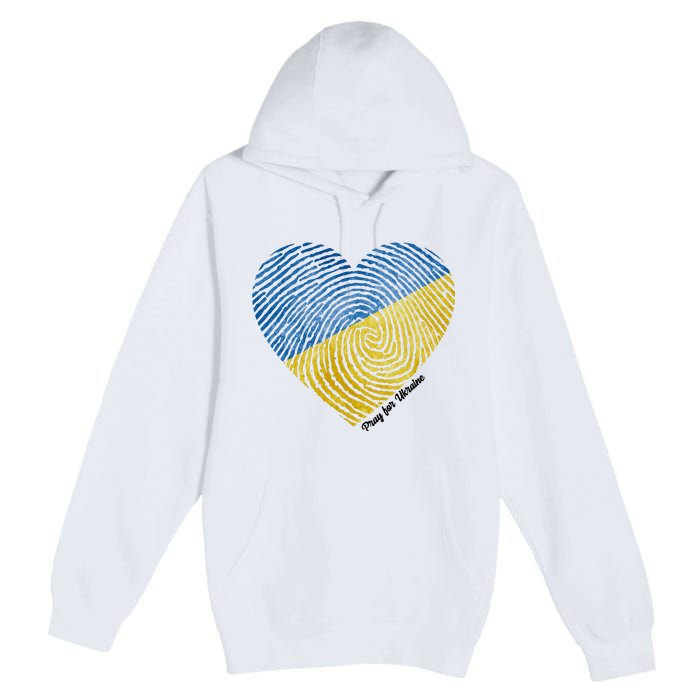 Pray For Ukraine Heart Premium Pullover Hoodie