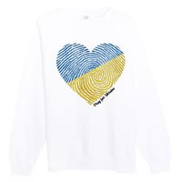 Pray For Ukraine Heart Premium Crewneck Sweatshirt