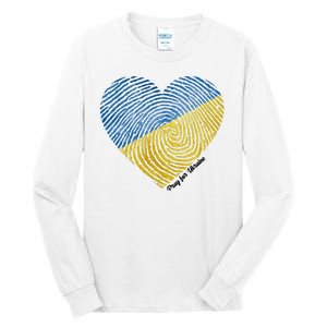 Pray For Ukraine Heart Tall Long Sleeve T-Shirt