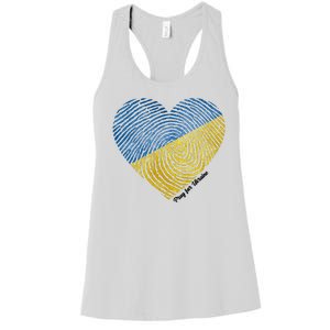 Pray For Ukraine Heart Women's Racerback Tank