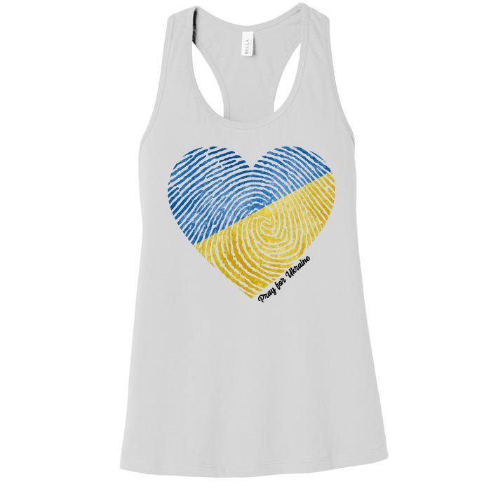 Pray For Ukraine Heart Women's Racerback Tank