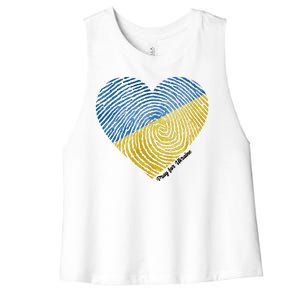 Pray For Ukraine Heart Women's Racerback Cropped Tank