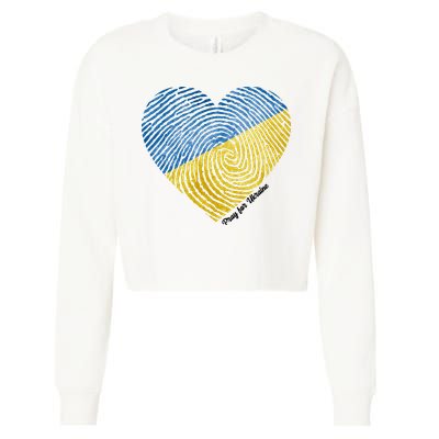 Pray For Ukraine Heart Cropped Pullover Crew