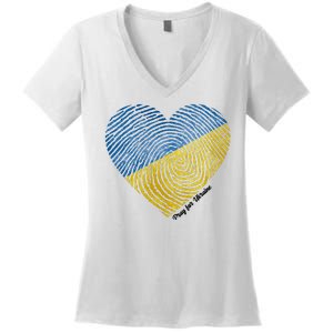 Pray For Ukraine Heart Women's V-Neck T-Shirt