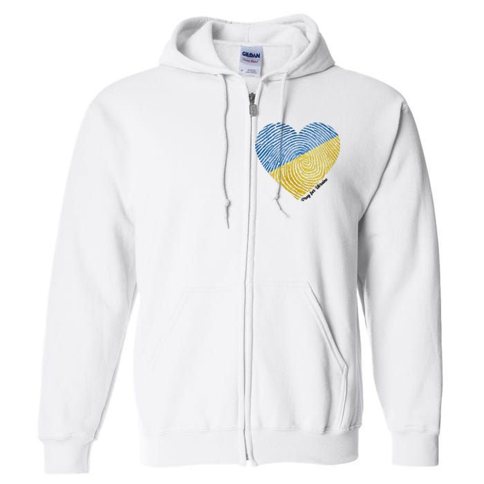 Pray For Ukraine Heart Full Zip Hoodie