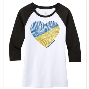 Pray For Ukraine Heart Women's Tri-Blend 3/4-Sleeve Raglan Shirt