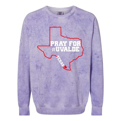 Pray For Uvalde Texas Strong Map Colorblast Crewneck Sweatshirt