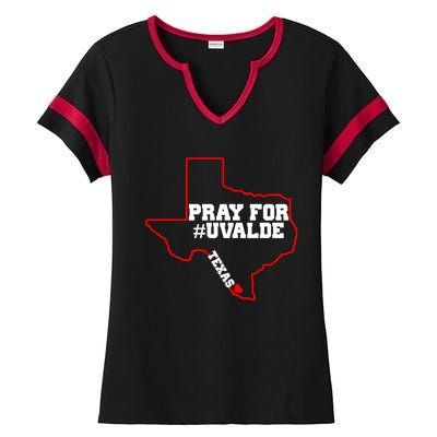 Pray For Uvalde Texas Strong Map Ladies Halftime Notch Neck Tee