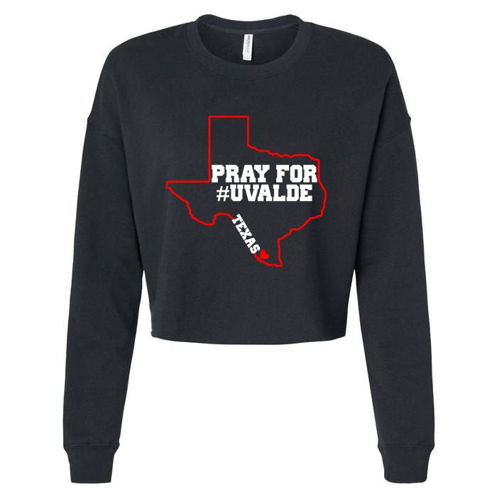 Pray For Uvalde Texas Strong Map Cropped Pullover Crew