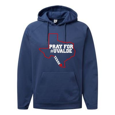 Pray For Uvalde Texas Strong Map Performance Fleece Hoodie