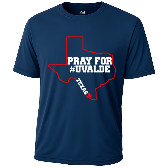 Pray For Uvalde Texas Strong Map Cooling Performance Crew T-Shirt