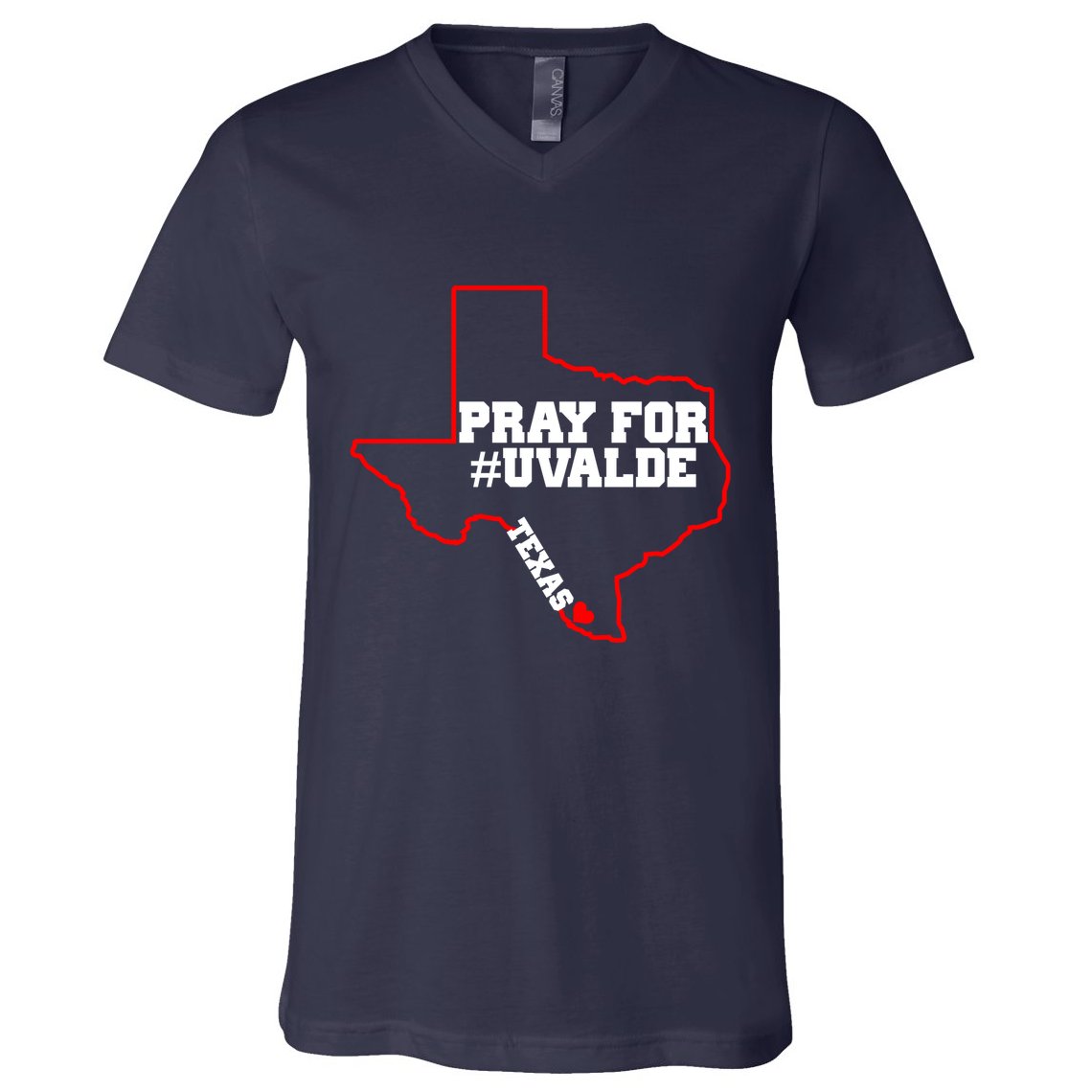 Pray For Uvalde Texas Strong Map V-Neck T-Shirt