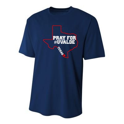 Pray For Uvalde Texas Strong Map Youth Performance Sprint T-Shirt