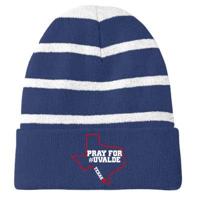 Pray For Uvalde Texas Strong Map Striped Beanie with Solid Band