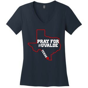 Pray For Uvalde Texas Strong Map Women's V-Neck T-Shirt