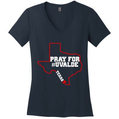 Pray For Uvalde Texas Strong Map Women's V-Neck T-Shirt