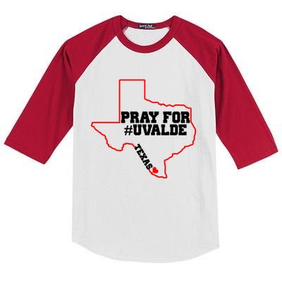 Pray For Uvalde Texas Strong Map Kids Colorblock Raglan Jersey