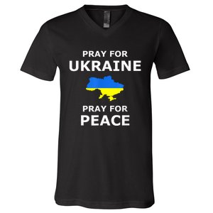 Pray For Ukraine Peace Ukraine Flag V-Neck T-Shirt