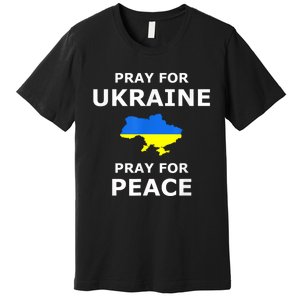 Pray For Ukraine Peace Ukraine Flag Premium T-Shirt