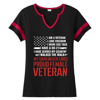 Proud Female Veteran Ladies Halftime Notch Neck Tee