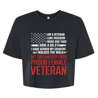 Proud Female Veteran Bella+Canvas Jersey Crop Tee