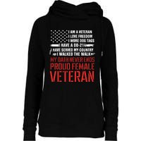 Proud Female Veteran Womens Funnel Neck Pullover Hood