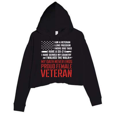 Proud Female Veteran Crop Fleece Hoodie