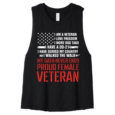 Proud Female Veteran Women's Racerback Cropped Tank