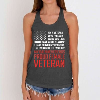 Proud Female Veteran Women's Knotted Racerback Tank