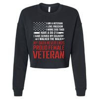 Proud Female Veteran Cropped Pullover Crew