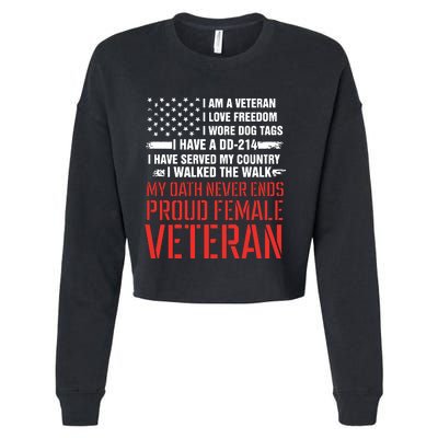 Proud Female Veteran Cropped Pullover Crew