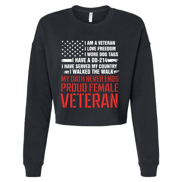 Proud Female Veteran Cropped Pullover Crew