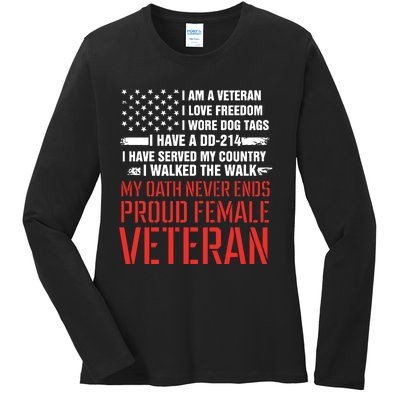 Proud Female Veteran Ladies Long Sleeve Shirt